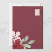 ミニマリストBurgundyフローラ結婚式の招待 招待状 (裏面)
