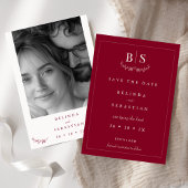 ミニマリストBurgundyモノグラム日付カードを保存 招待状