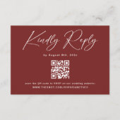 ミニマリストBurgundy結婚式RSVPカードQrコード エンクロージャーカード (正面)