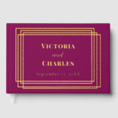 ミニマリストBurgundy & Gold Foil Photo 結婚's ゲストブック (正面)