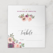 ミニマリストBurgundy Waterカラー結婚フローラ プレイスカード (外部開封)