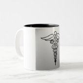 ミニマリストCaduceus Mug:スタイル付きsip ツートーンマグカップ (正面左)