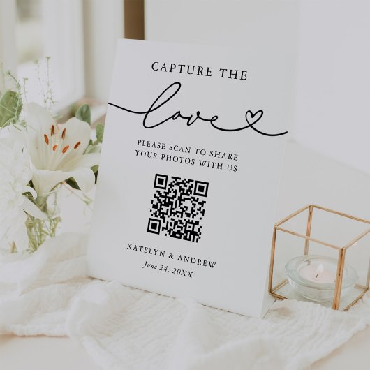 ミニマリストCapture the Love QRフォトハート 台座サイン