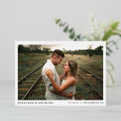 ミニマリストChic日付の写真結婚金ゴールドを保存 箔招待状 (立ち正面)