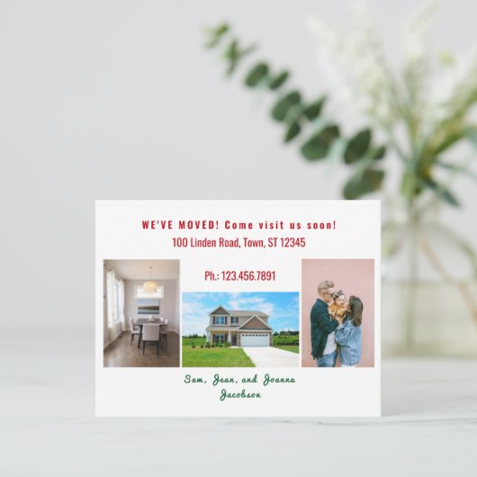 ミニマリストChic 3写真引っ越しました発表 ポストカード (スタンド正面)