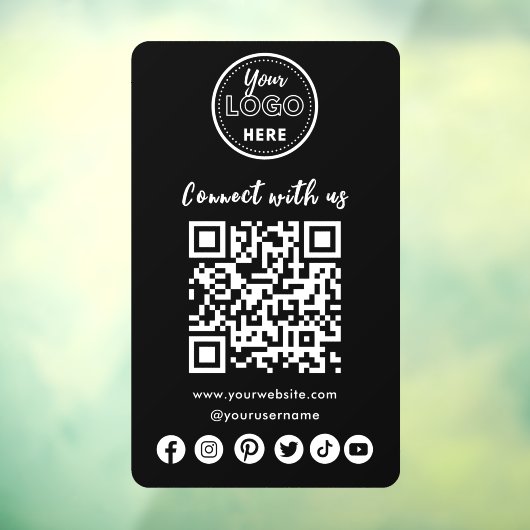 ミニマリストConnect With UsソーシャルメディアQRコード ウィンドウサイン (シート3)