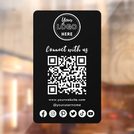 ミニマリストConnect With UsソーシャルメディアQRコード ウィンドウサイン