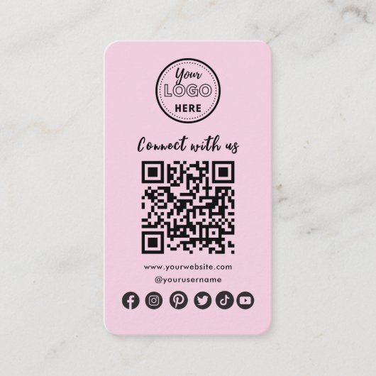 ミニマリストConnect With UsソーシャルメディアQRコード 名刺 (正面)