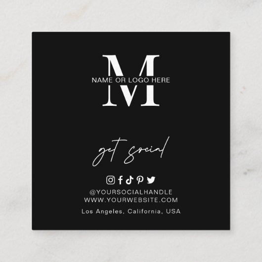 ミニマリストConnect With Us QRコードスキャン可能スクウェア スクエア名刺 (裏面)