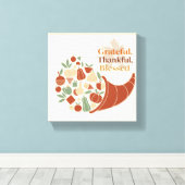 ミニマリストCornucopia Wall Art - Boho Thanksgiving キャンバスプリント (インサイチュ (ウッドフロア))