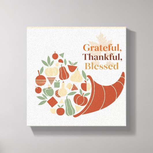 ミニマリストCornucopia Wall Art - Boho Thanksgiving キャンバスプリント (正面)