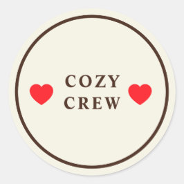 ミニマリストCozy Crew 2つのハート カスタム ラウンドシール