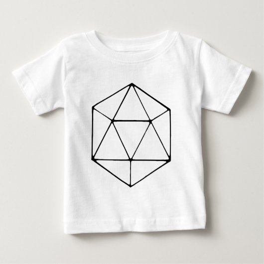 ミニマリストD20のデザインの卓上のゲーマーのギーク ベビーTシャツ (正面)