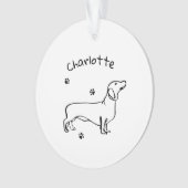 ミニマリストDachshund Art – あなたのテキスト、あなたのスタイル オーナメント (正面)