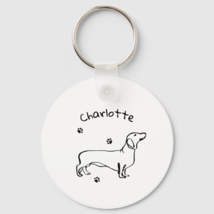 ミニマリストDachshund Art – あなたのテキスト、あなたのスタイル キーホルダー
