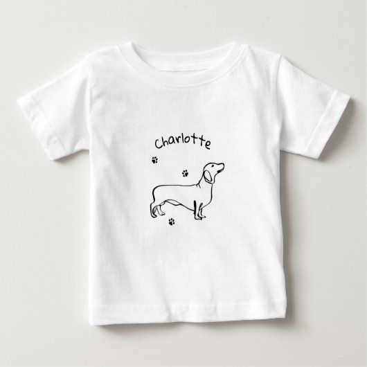 ミニマリストDachshund Art – あなたのテキスト、あなたのスタイル ベビーTシャツ (正面)