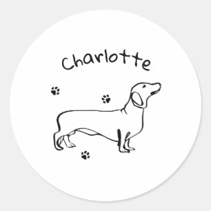 ミニマリストDachshund Art – あなたのテキスト、あなたのスタイル ラウンドシール