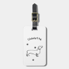 ミニマリストDachshund Art – あなたのテキスト、あなたのスタイル ラゲッジタグ