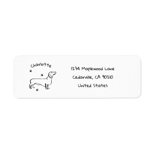 ミニマリストDachshund Art – あなたのテキスト、あなたのスタイル ラベル (正面)