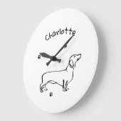 ミニマリストDachshund Art – あなたのテキスト、あなたのスタイル ラージ壁時計 (傾斜)