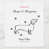 ミニマリストDachshund Art – あなたのテキスト、あなたのスタイル ワインラベル (シングルラベル)