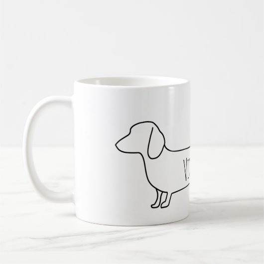 ミニマリストDachshund Wiener犬の名前 コーヒーマグカップ (左)