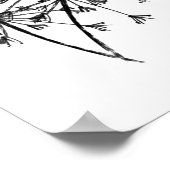 ミニマリストDandelionデジタルスケッチアートブラック ポスター (角)