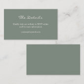 ミニマリストDark Sage Greenスクリプト結婚のウェブサイト エンクロージャーカード (正面/裏面)