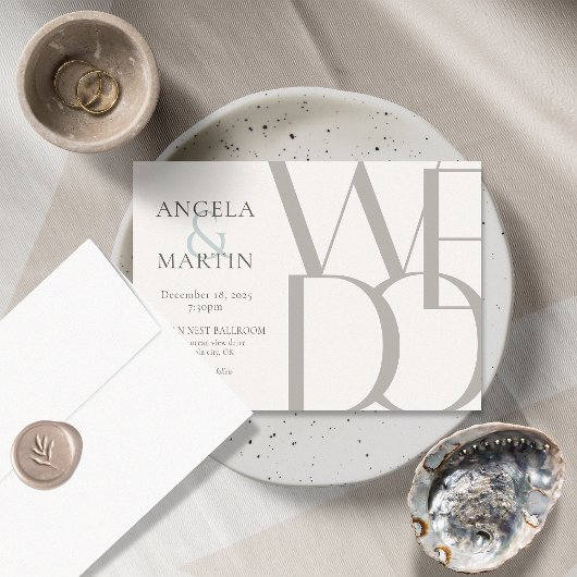 ミニマリストDoveグレーロビンエッグブルー 招待状