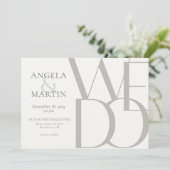 ミニマリストDoveグレーロビンエッグブルー 招待状 (スタンド正面)