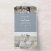 ミニマリストDusty Blue 2写真QRコードRSVP 結婚's オールインワン招待状 (内側)