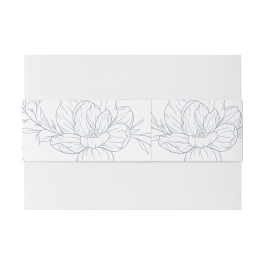 ミニマリストdusty blue Magnoliaフローラ 招待状ベリーバンド (裏面例)