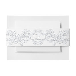 ミニマリストdusty blue Magnoliaフローラ 招待状ベリーバンド