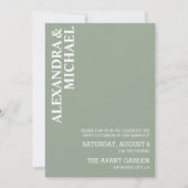 ミニマリストDusty Sage Green文字ベースの結婚Inv 招待状 (正面)