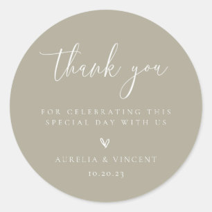 ミニマリストDusty Sage Green 結婚's Thank You ラウンドシール