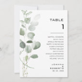 ミニマリストEucalyptusテーブル番号1シーティングチャート 招待状 (正面)