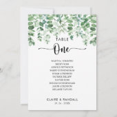 ミニマリストEucalyptusテーブル番号1シーティングチャート 招待状 (裏面)