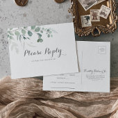 ミニマリストEucalyptusメニュー選択RSVPポストカード ポストカード