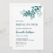 ミニマリストeucalyptus緑ブライダルシャワー 招待状 (正面/裏面)