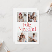 ミニマリストFeliz Navidadレッドカード カード (正面/裏面インサイチュ)