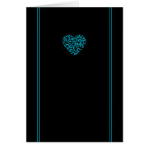 ミニマリストFilagreeハートグリーティングカード – 青
