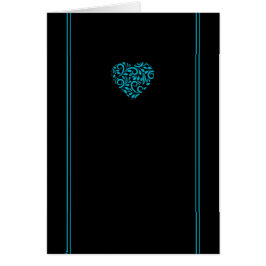 ミニマリストFilagreeハートグリーティングカード – 青