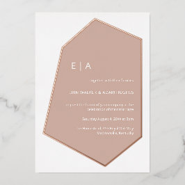 ミニマリストGeo Gem Dusty Pink結婚のバラ金ゴールド 箔招待状