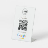 ミニマリストGoogleレビューQRコードビジネス ロゴ 台座サイン (正面)