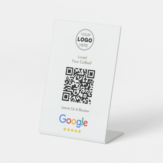ミニマリストGoogleレビューQRコードビジネス ロゴ 台座サイン (正面)