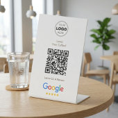 ミニマリストGoogleレビューQRコードビジネス ロゴ 台座サイン