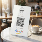 ミニマリストGoogleレビューQRコードビジネス ロゴ 台座サイン