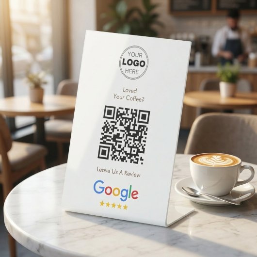 ミニマリストGoogleレビューQRコードビジネス ロゴ 台座サイン