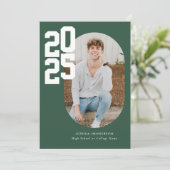 ミニマリストGreen 2025写真卒業 案内状 (スタンド正面)