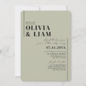 ミニマリストGreen Sage All One RSVP QRコード結婚s 招待状 (正面)